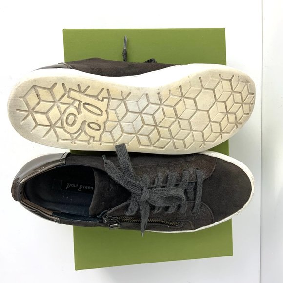 Paul Green Toby Zip And Lace Up Leather/Suede Sneakers Green Size 9 - Picture 6 of 16